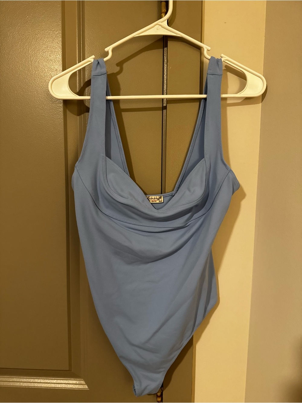 Light Blue Women’s Cowl Neck Bodysuit